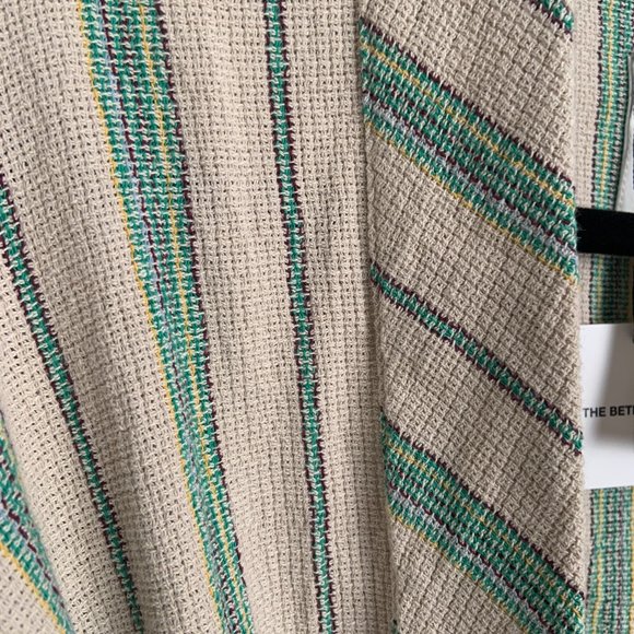 Zara Woman Cotton The Beth Rustic Kimono Jacket Striped Pockets Tie Belt Size S - Picture 11 of 16